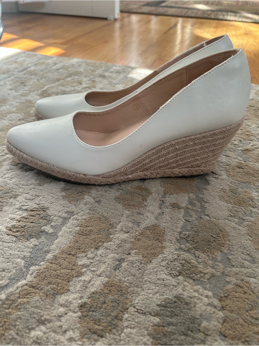 Women's White Espadrille Wedge Pumps